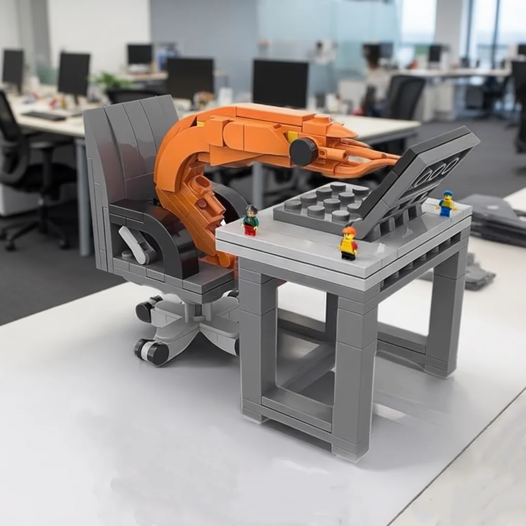 Modèle de crevettes en blocs de construction MOC, assemblage de puzzle, garçons et filles se mélangent aléatoirement, parodies créatives de célébrités d'Internet