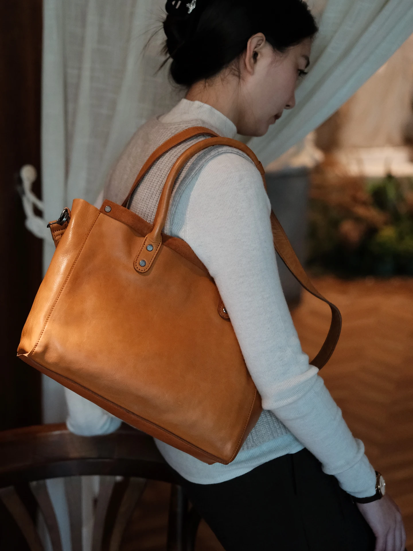 

simple fashion handmade soft first layer cowhide women's handbag casual luxury genuine leather ladies large-capacity tote bag