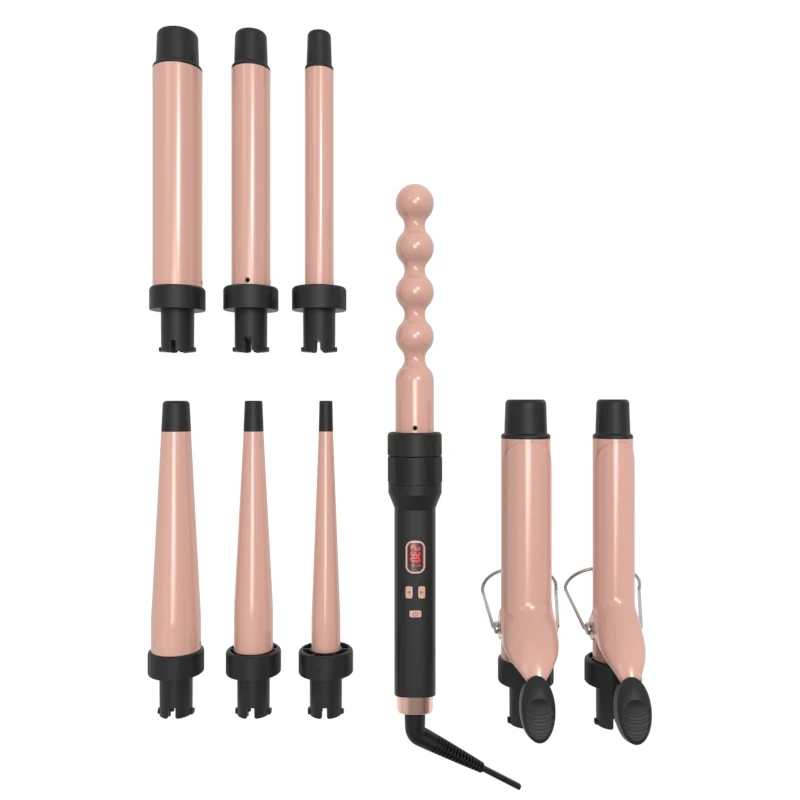 

Curling Iron Instant Heat Up Curling Wand Set with 10 Interchangeable Ceramic Barrels Hair Curling Irons