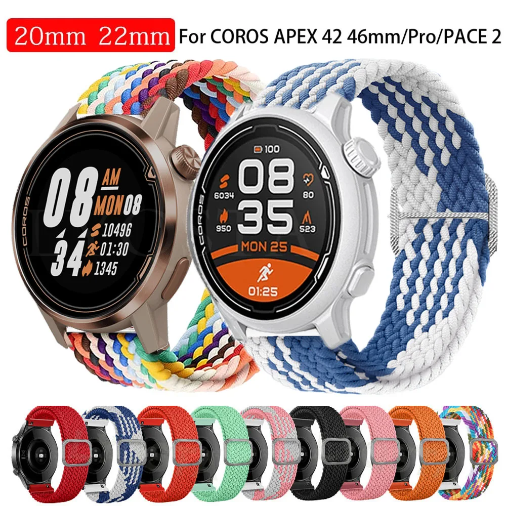 20 22mm Sport Nylon Band For COROS PACE 2 PACE2 Wrist Strap Watchband For APEX Pro APEX 46 42mm Wristband Bracelet Accessorie