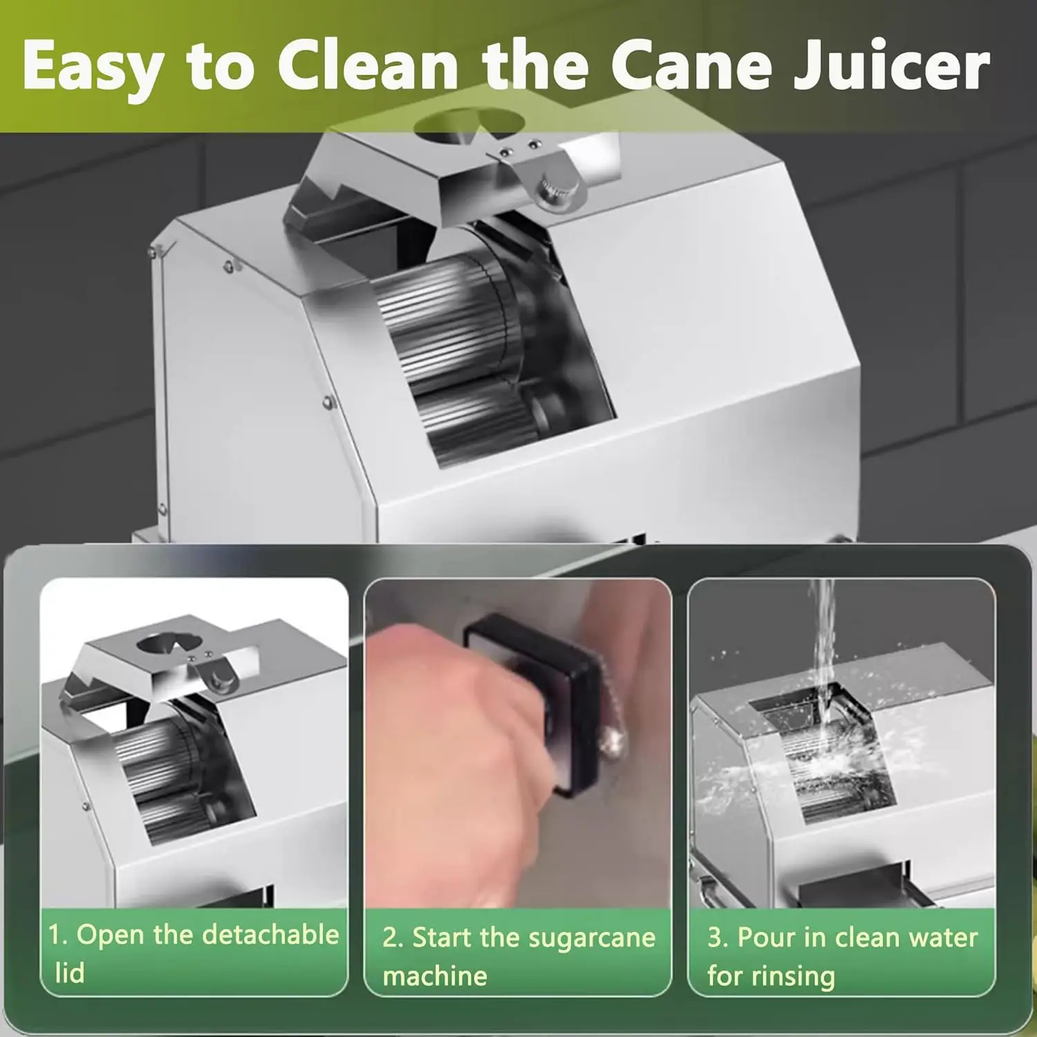 110V 商業デスクトップサトウキビジューサー抽出器、トップオープニング機能付き電動サトウキビプレスジューサー