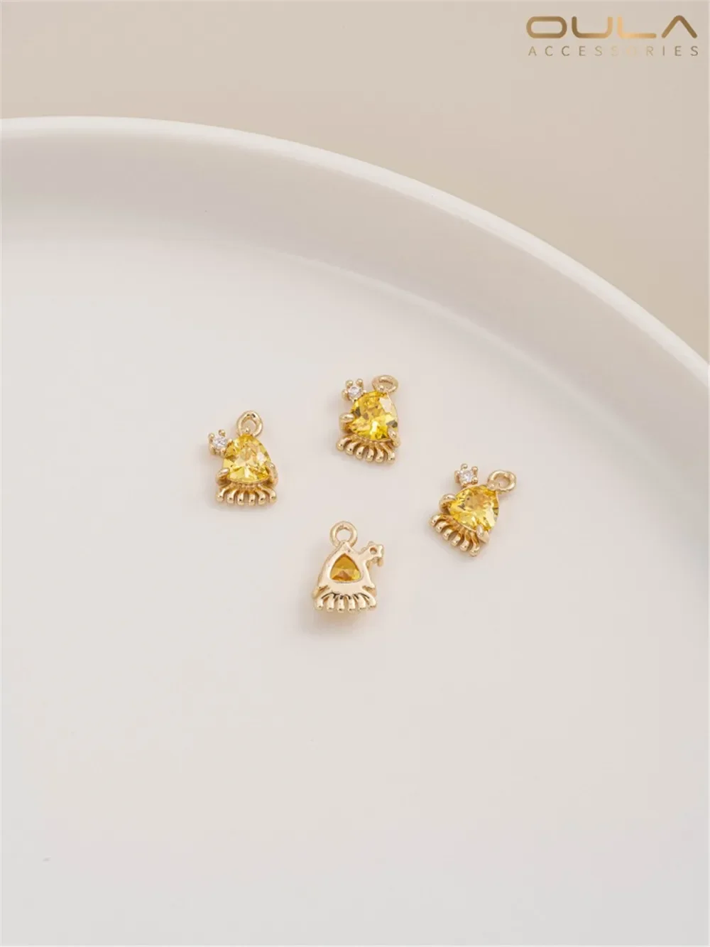 

14K Gold-Color Plated with Color Zirconium Dinosaur Sea Creature Jellyfish Octopus Small Pendant Diy Jewelry Pendant