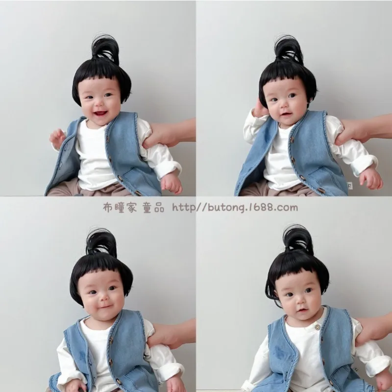 1pcs Baby Wig Children\'s Short Bob Photo Styling Boys and Girls Fashion Cute Funny Headwear Braid Hair Set