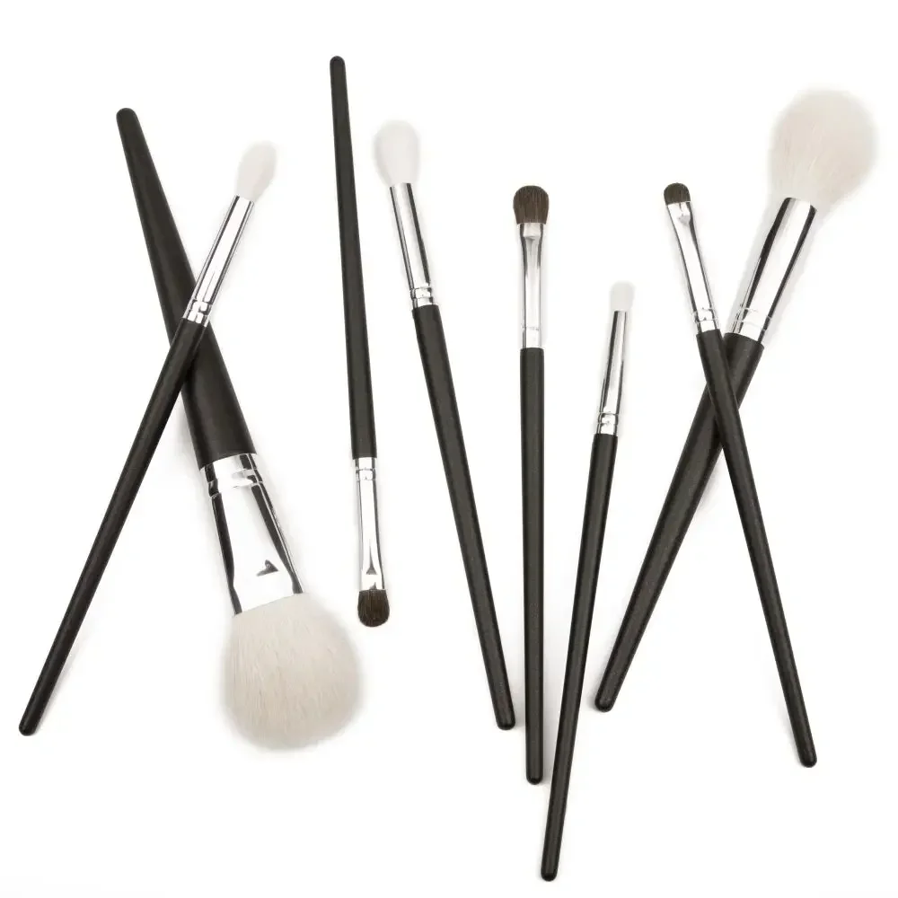 ONE ORCHID Pro 8 Pcs Goat Hair Powder Highlighting Makeup Brushes Pencil Tapered Crease Blending Shader Eyeshadow Cosmetic Kit