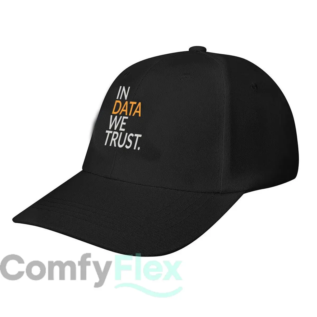 In Data We Trust design with orange letters Baseball Cap Fashion Outdoor Sports Sunhat Men Snapback Cap Women's