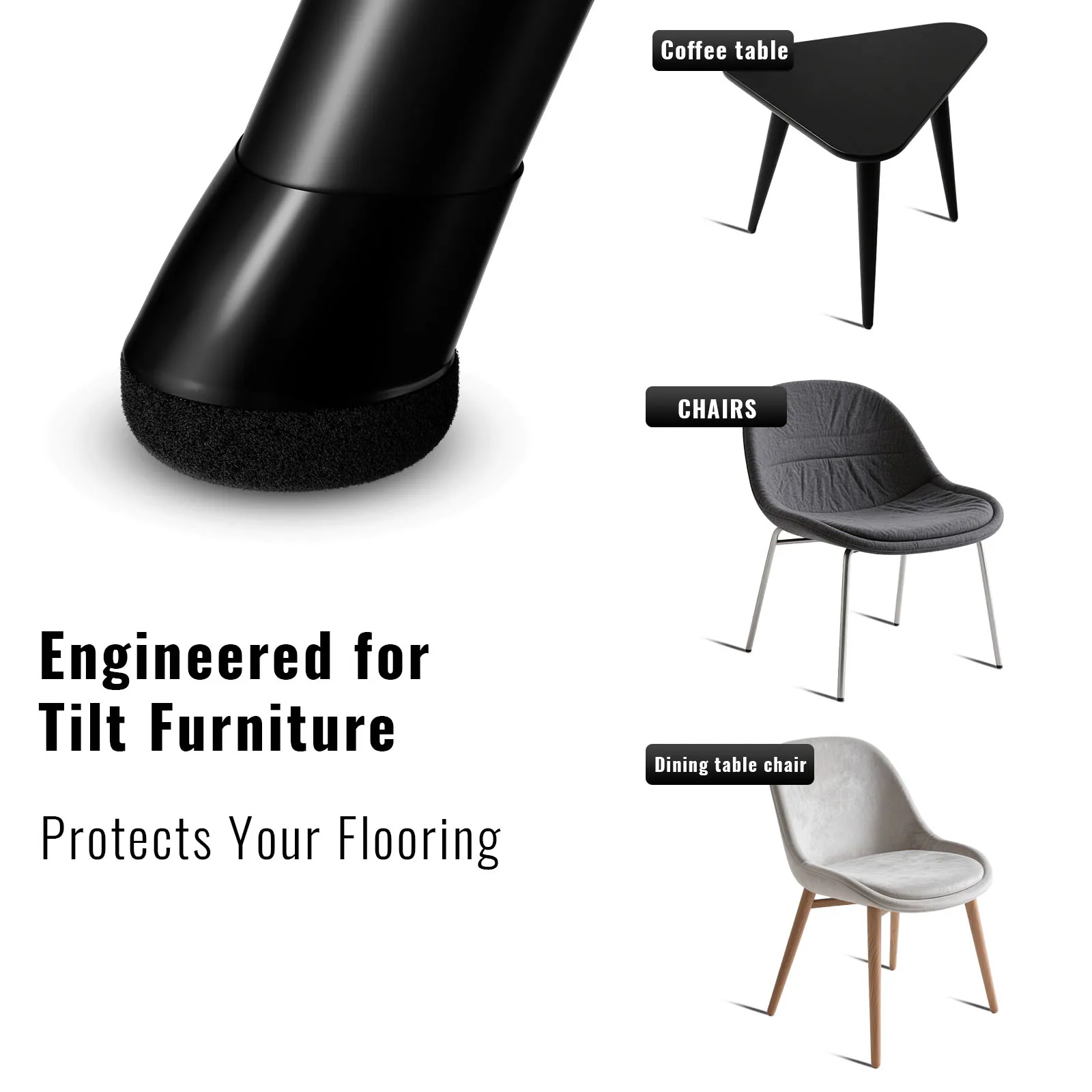 16 قطعة من واقيات أرجل الكرسي من السيليكون، أغطية أقدام أثاث مستديرة لـ 15 عامًا ° -25 °   أرجل كرسي بزاوية لحماية الأرضيات الصلبة