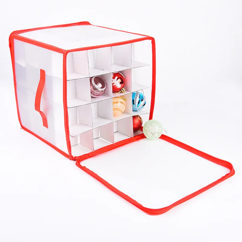 Storage Case Dustproof 64/32 Grid Christmas Ball Storage Box With Handle Zipper Closure Capacity Organizer For Storage Box