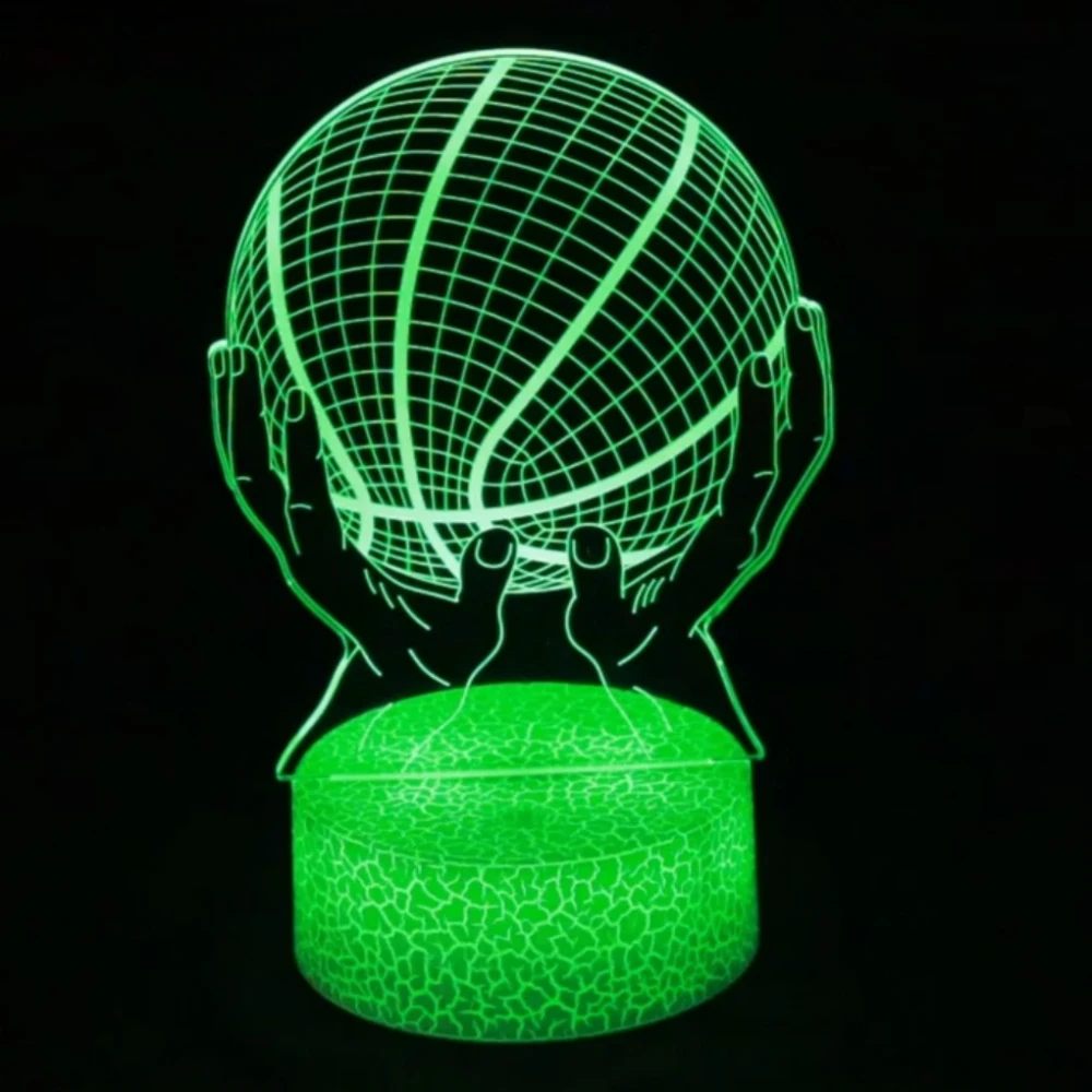 

Ночной баскетбольный ночник с 3D иллюзией, светодиодная лампа, подарок на день рождения для мальчиков и девочек, декор стола для детской комнаты, подходит для фанатов баскетбола