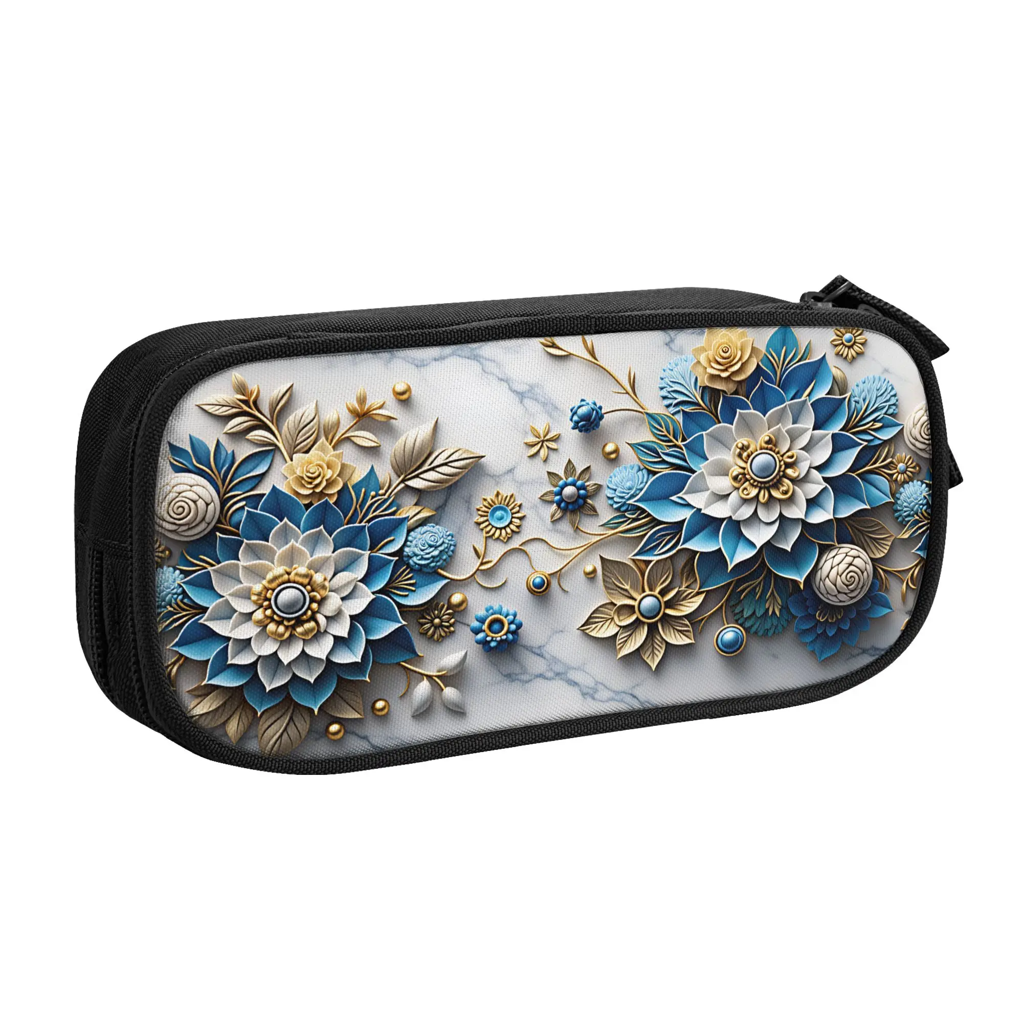 Luxury High 3D Floral Kawaii Pencil Cases Boys Girls Big Capacity Fashion Trend 3D Flowers Pencil Pouch Students Stationery
