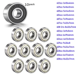 Rodamientos de bolas de ranura profunda, sello de Metal de alta calidad, 10 piezas, 603, 604, 605, 606, 607, 608, 609, 623, 624, 625, 626, 627, 628zz, 2Z, 2RS