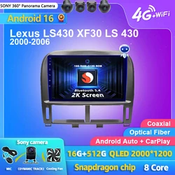 Android 16 Carplay Auto Car Radio Multimedia Player For Lexus LS430 XF30 LS 430 2000 - 2006 DSP Autoradio Stereo 2din Head Unit
