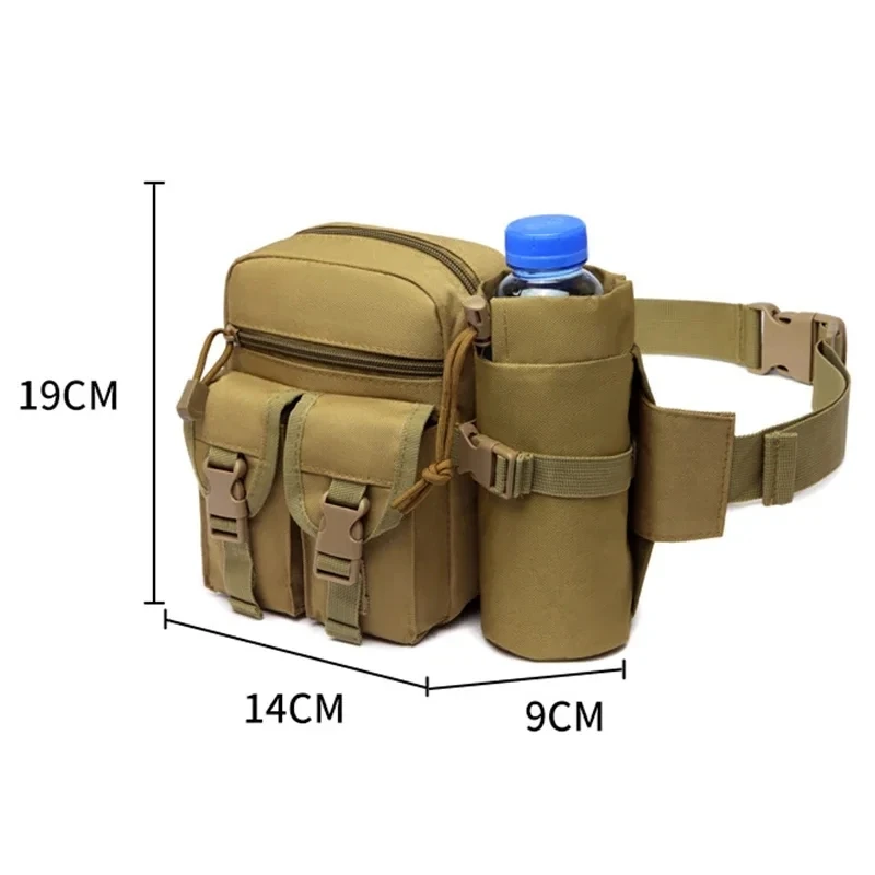 Tactical Men Waist Pack Nylon Hiking Water Bottle Phone Pouch Outdoor Sports Hunting Climbing Camping Belt Bag