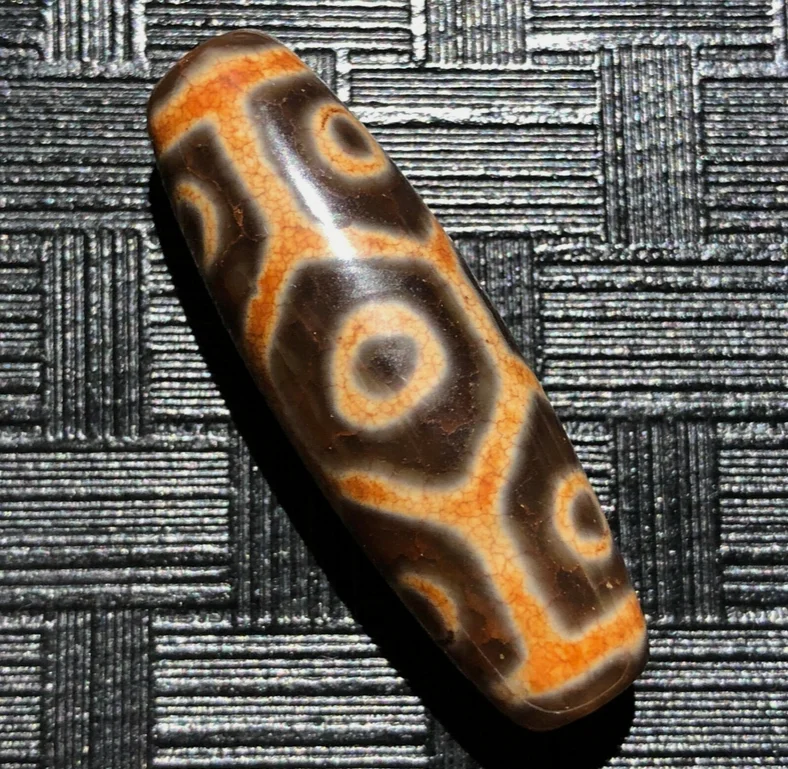 Magic Tibetan Old Agate Oily longevity 9Eye Totem dZi Bead 13*40mm C010