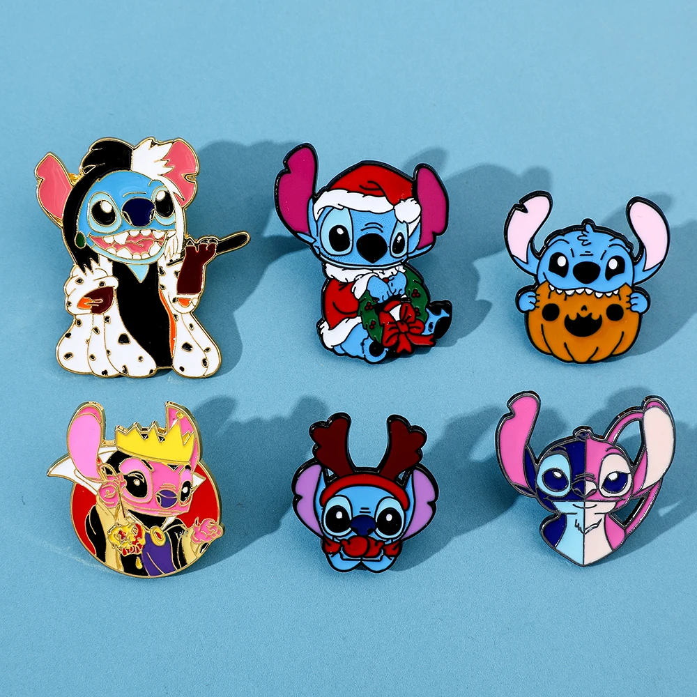 Disney Cartoon Denim Jacket Brooches Pumpkin Stitch Enamel Pins Anime Badge Jewelry Clothing Backpack Halloween Accessories