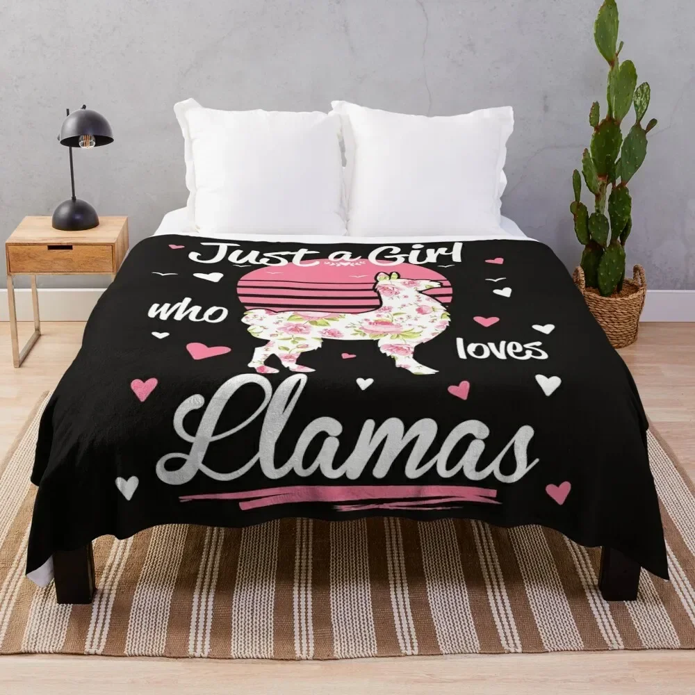 

Llama Shirt. Just A Girl Who Loves Llamas T-Shirt Throw Blanket Polar Giant Sofa Sofas Blankets