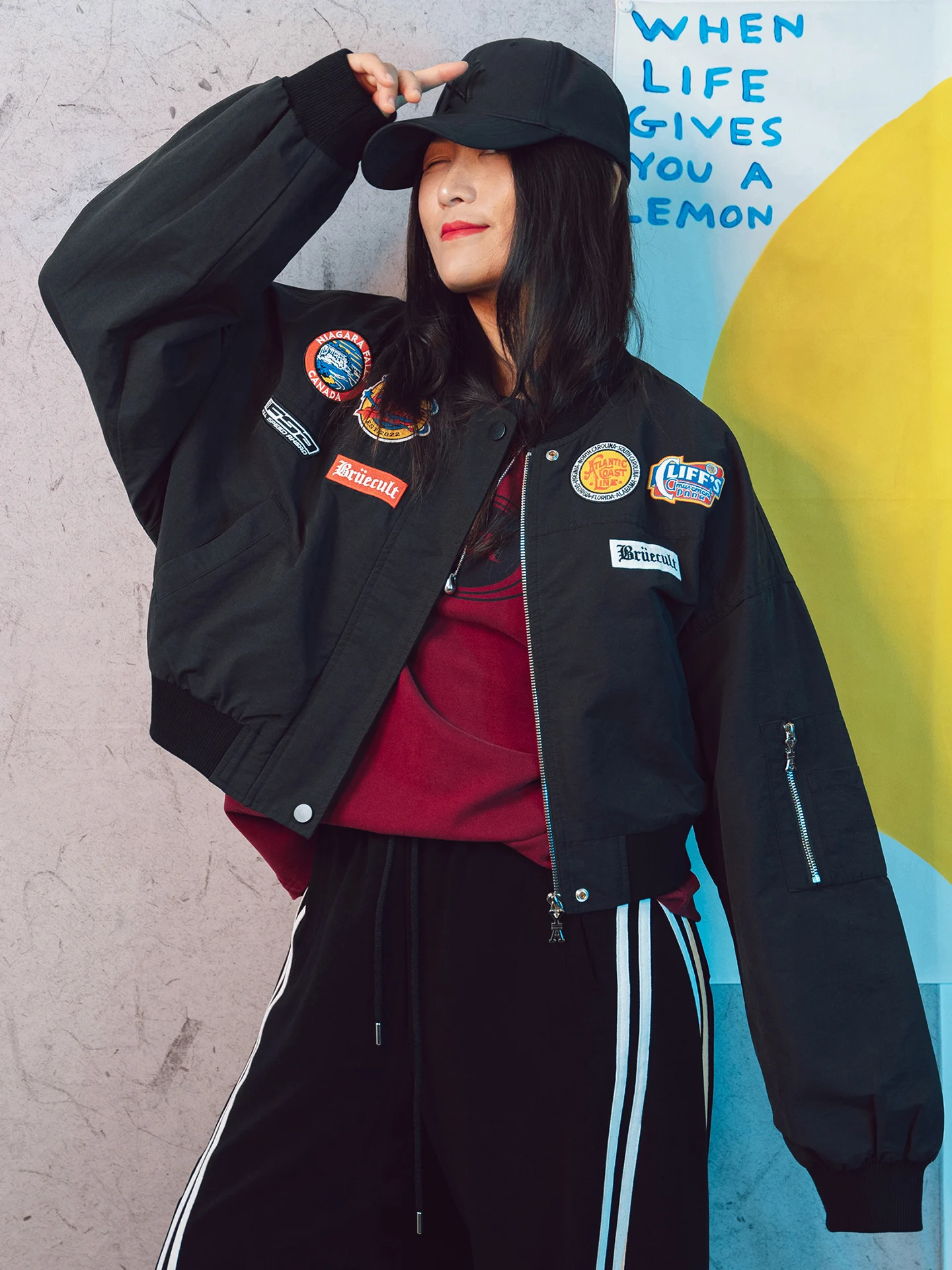 

Retro Pullover Windbreaker Motorcycle Jaet ort Outerwear Women Loose Military Sle Air Force Coat with Top Valley Bae