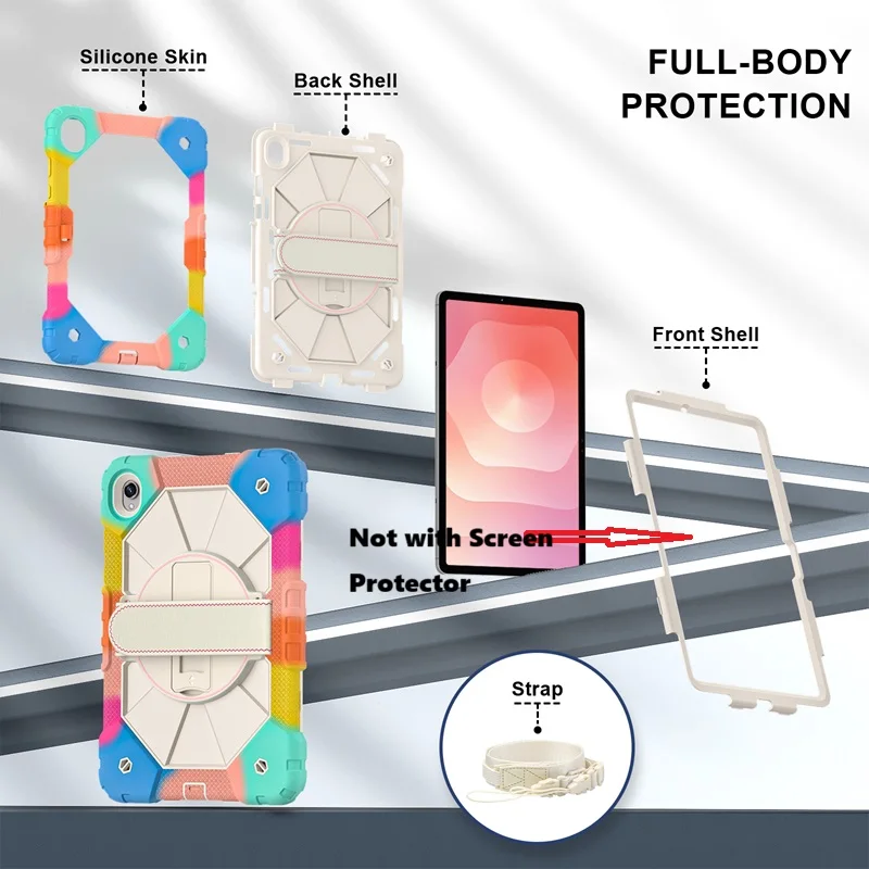 With Pen Holder Case For Samsung Galaxy Tab S11 11 inch SM-X730 SM-X736 Funda 360 Rotation Hand Shoulder Strap Shockproof Cover