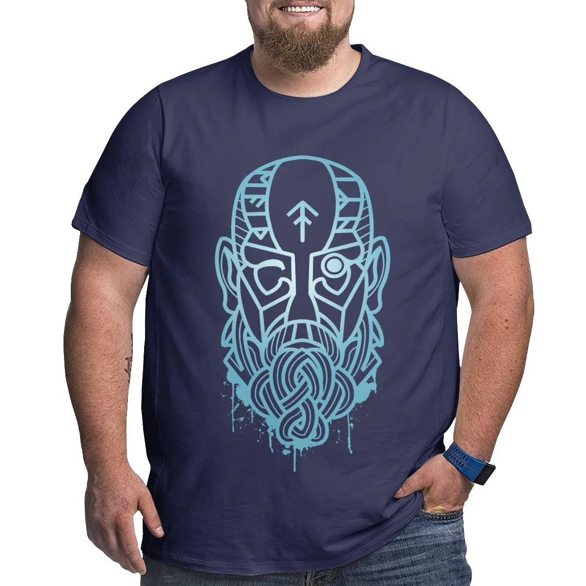 Norse Papa Best Dad Men's T Shirts for Big and Tall Man Graphic T-Shirts Large Top Tees for Father Day Gift