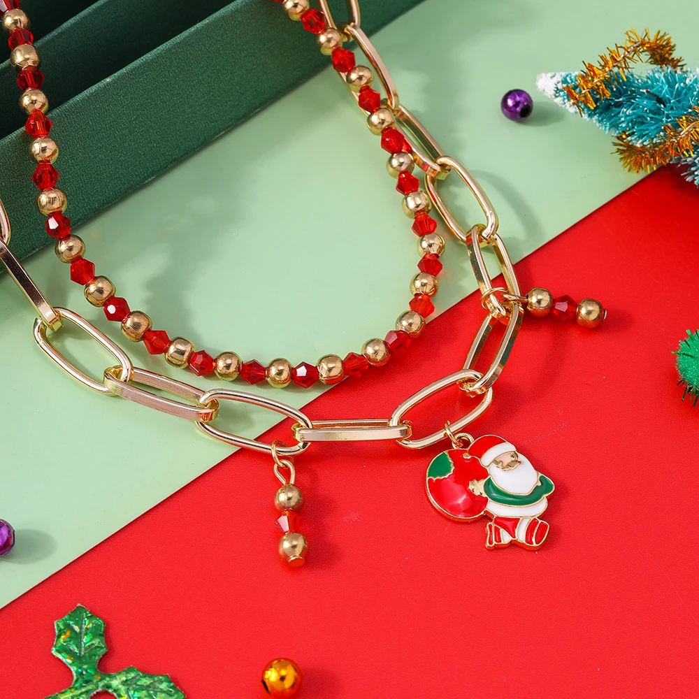 Aihua Neue Mode Weihnachten Halskette für Frauen Mädchen Santa Claus Deer Glocke Weihnachten Stern Baum Anhänger Halskette Neue Jahr Geschenke – Detail 8
