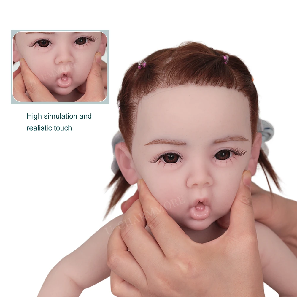 U-charmmore  47cm 2.8kg Full Body Silicone Reborn Baby Doll Bebe Reborn Silicona Realistic Girl Dolls for Children Toys Gift