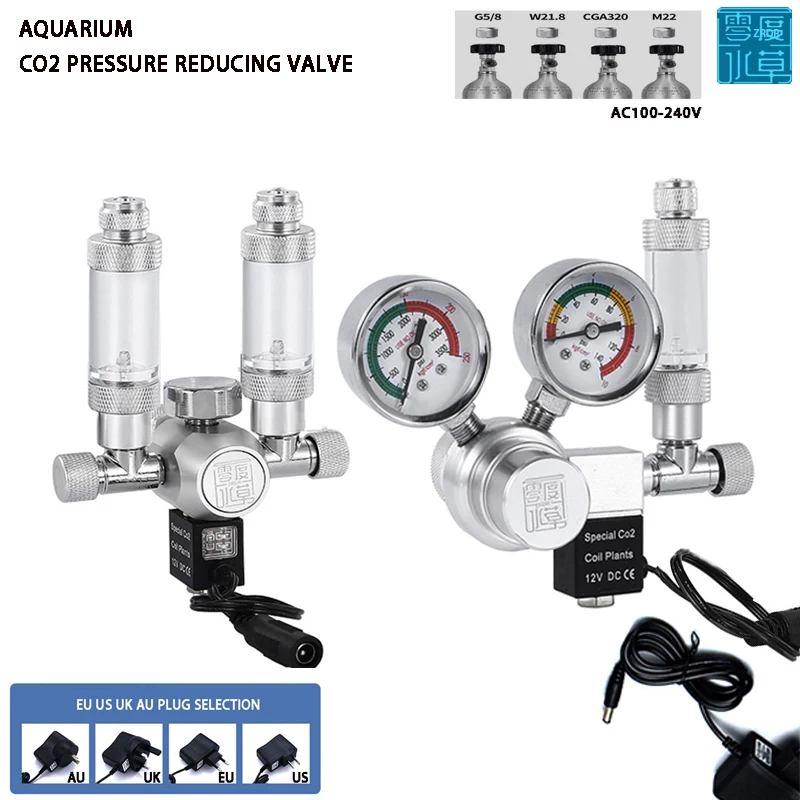 

DIY Aquarium CO2 regulator solenoid valve bubble meter plant water grass tankCO2 reaction control system pressure reducing valve