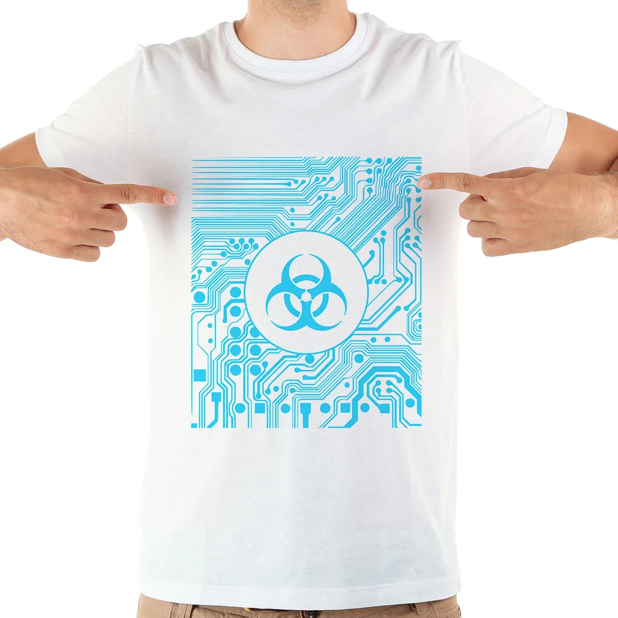 Cyber Circuit Goth Biohazard Funny Geek Tshirt,Men White Casual Short Sleeve O-neck T-Shirt,no-cracking Print,Unisex T Shirt