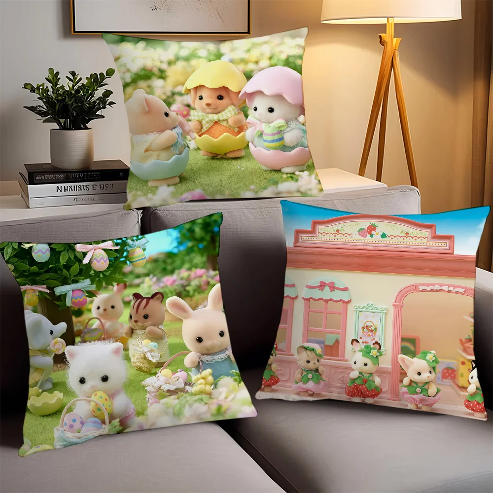 

Cartoon cute S-Sylva N-Nian F-Families Pillow Case Office Cushions Suitable For Sofa Car Bedroom Decorative Cushion Cover