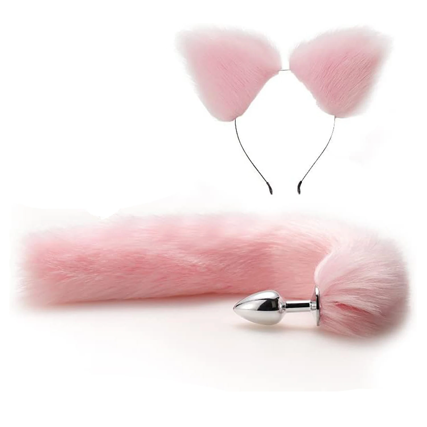 Sex Fox Tail Anal Plug Fox Tail Ear-Anal Stopper Tail Sex Toy for SM Adult Games or Cosplay Butt Plug