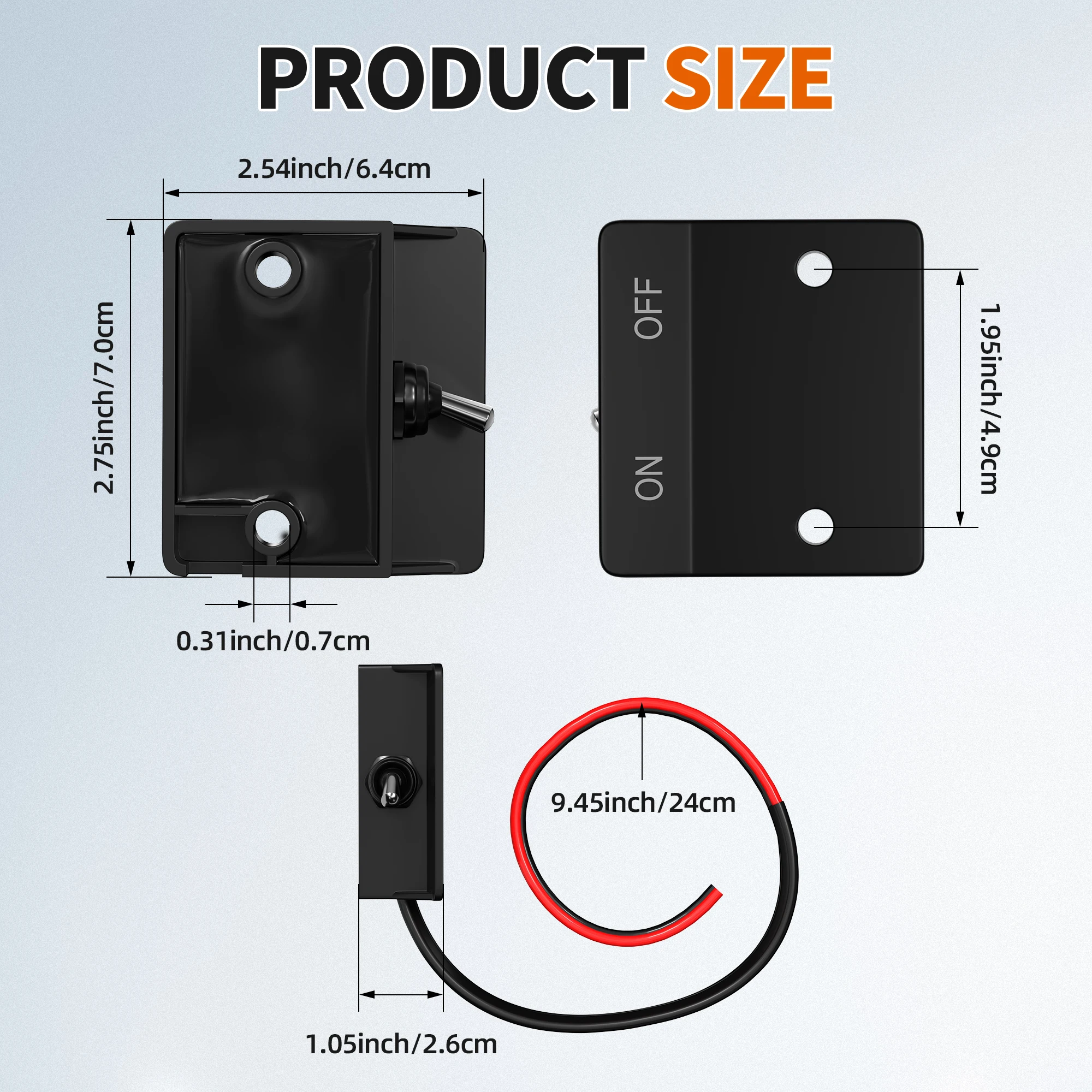 Toggle Switch 30A Heavy Duty On/Off Switch 12V SPST with 25CM Wire 2 Pin Latching Marine Toggle Switch 80001431 For Boat Car