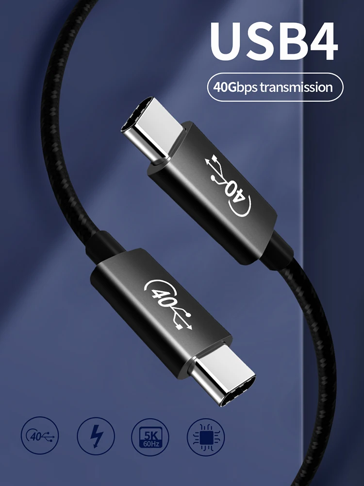 USB4 Dual Head Type-c Screen Projection Data Cable 100W Coaxial 40Gbps Transmission Compatible With Mobile Phones and Computers