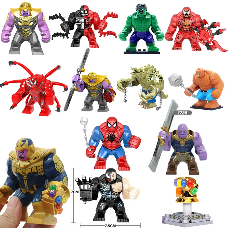 Figuras de acción de Marvel, Venom, Pantera Negra, bloques de construcción, Hulk, lagarto, grandes figuras de acción, juguetes de ensamblaje, regalos