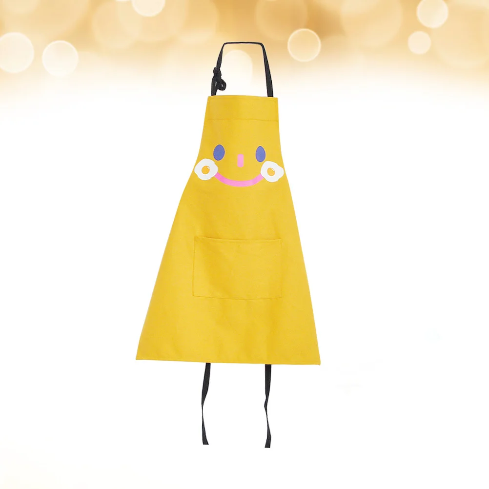 

Adjustable Big Eyes Pattern Kitchen Apron For Home Cooking Parent- Chef Smock Reusable Waterproof Bib With Pocket