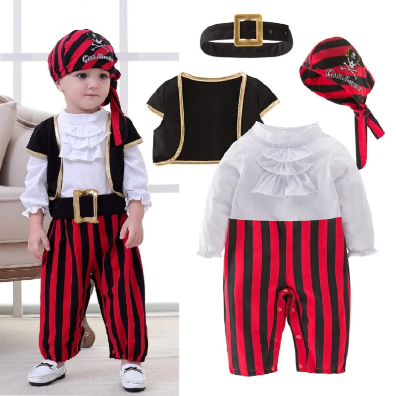 Umorden Captain Pirate Costume Romper Jumpuit Set for Baby Boys Toddler Halloween Christmas Birthday Party Cosplay Clothes