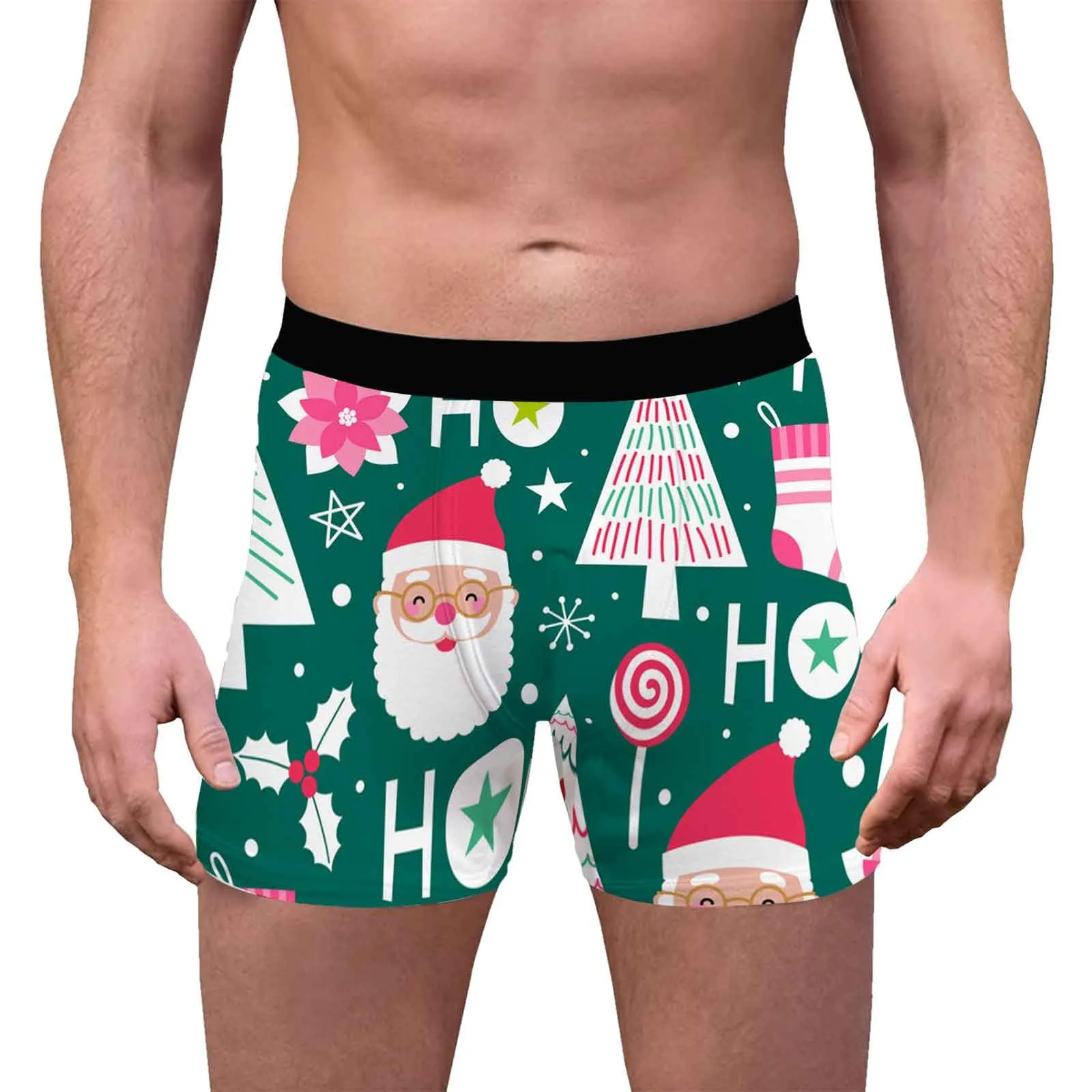 Mens Christmas Underwear Funny 3D Printed Party Wear Breathable And Comfortable Inner Mid Rise With Waist Boyshort Underwear