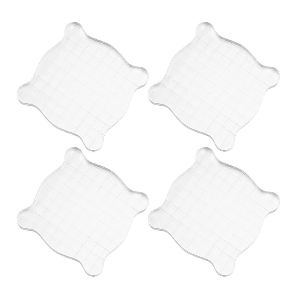 

4pcs Transparent Stamp Block Set Acrylic Clear Stamping Blocks For Crafting Scrapbooking Card Making Diy Projects Grid Design