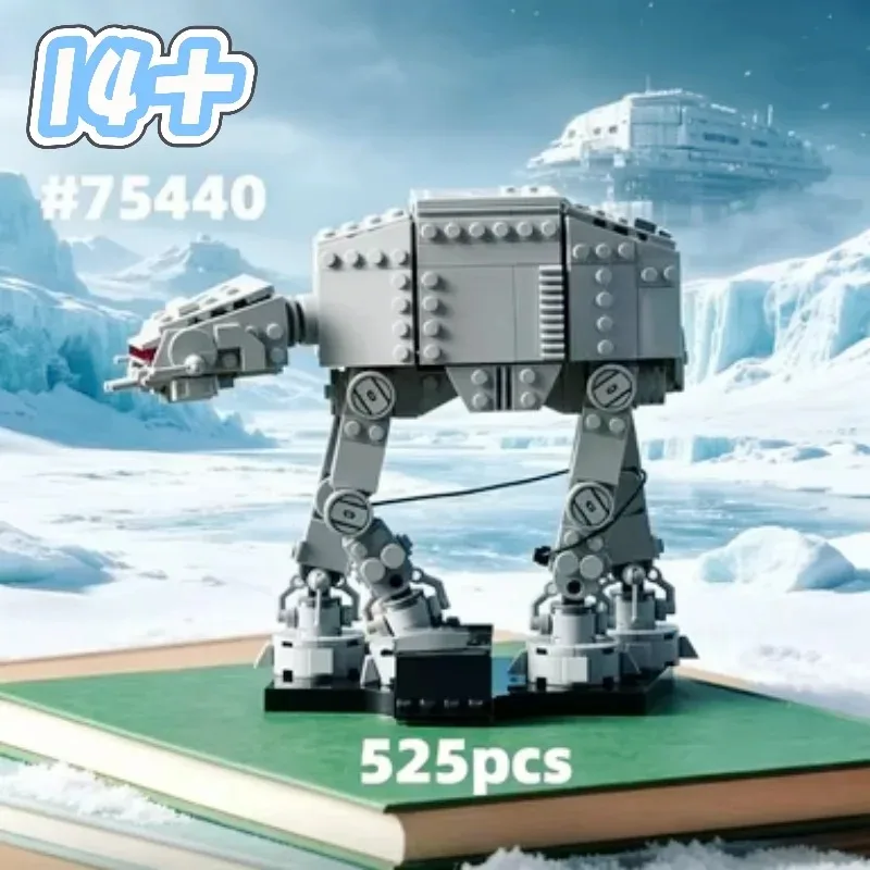 Novo Lançamento: Conjunto de Blocos de Montar AT-AT com 525 Peças, Quebra-Cabeça, Modelo de Brinquedo, Ornamento para Casa, Presentes de Natal para Meninos