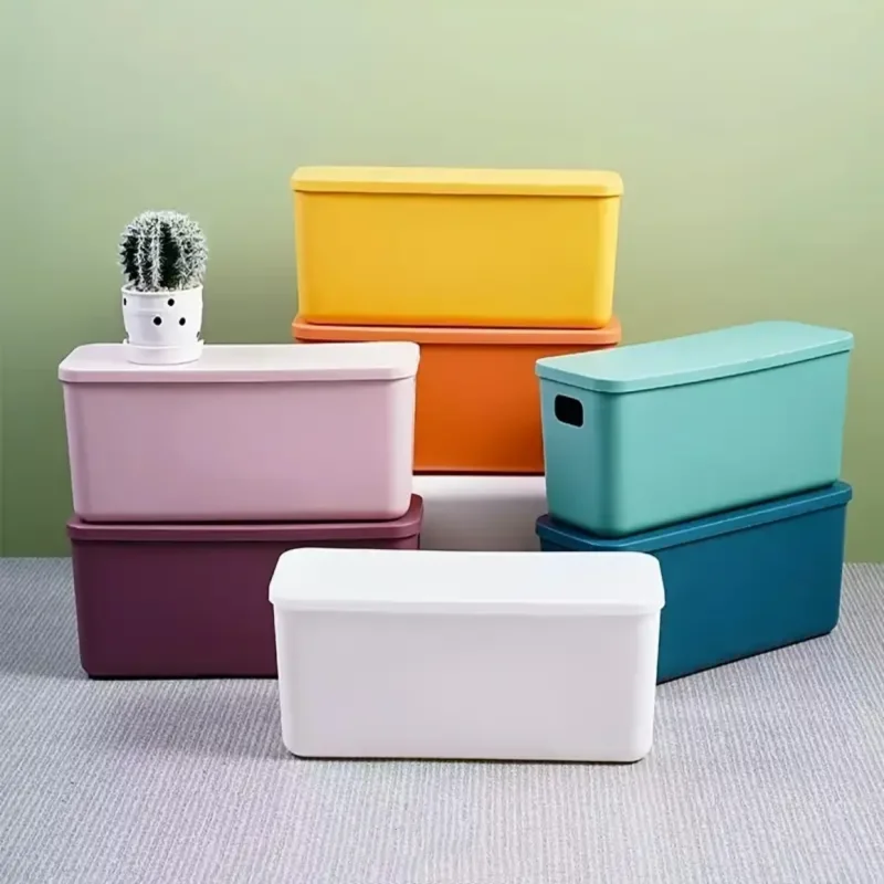 1Pc Desktop Storage Box Narrow and Long Household Snacks and Sundries with Lid Sandwich Storage Basket Clothing Toy Storage Box