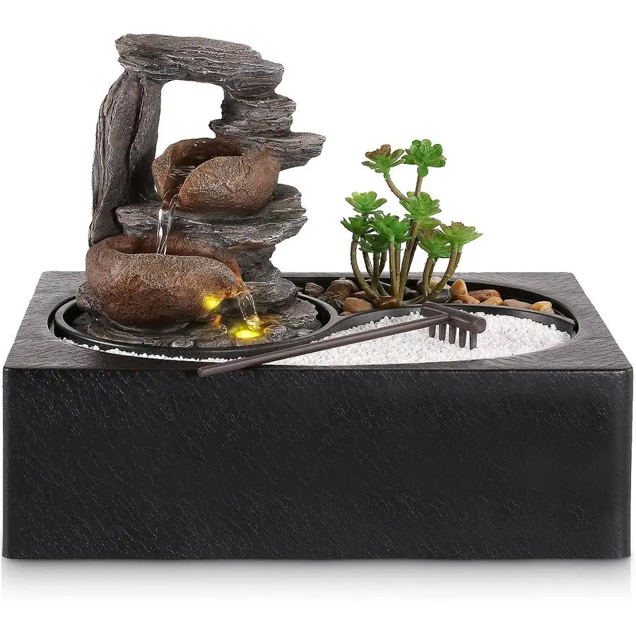 

Water Fountains Indoor Waterfall Fountain Tabletop Fountain with LED Light Water Feature Indoor Zen Meditation Relaxation Deskto