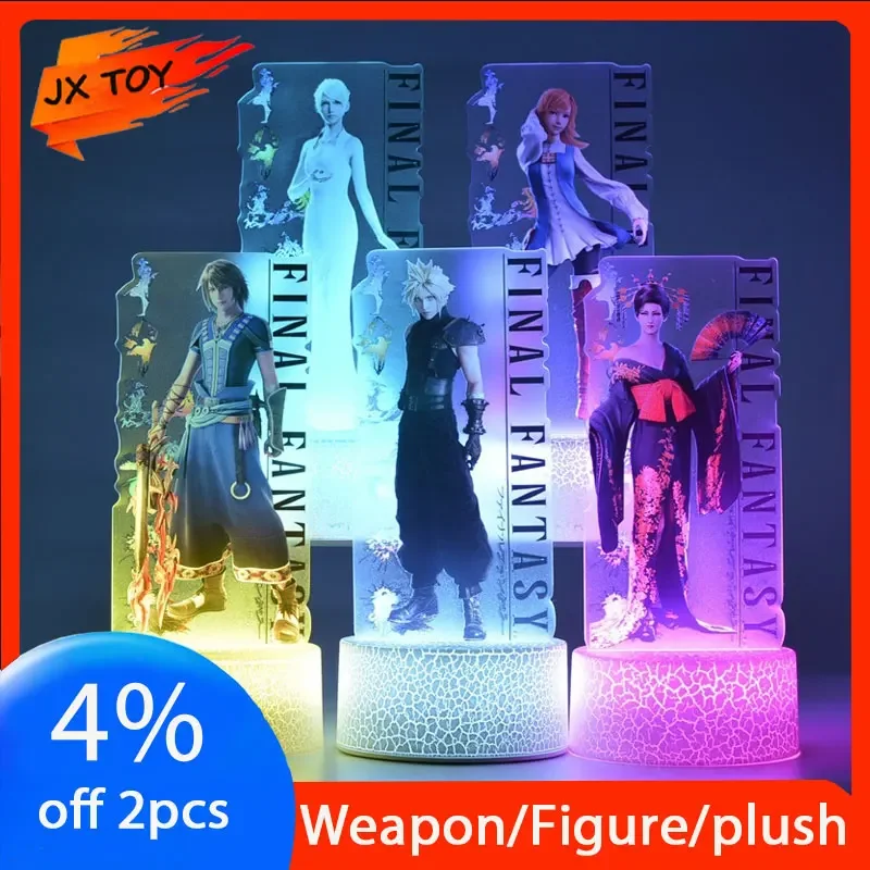 

JX TOY 19cm FF7 3D Night Light Ornament Lamp Holder Fantasy Game Peripherals Cloud Figure Luminous Home Decor Tifa Gifts Boys