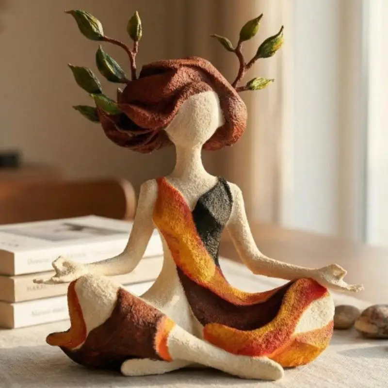 .Resin Serenity Growth Meditation Figurine Aesthetic Mindfulness Abstract Yoga Sculpture Inner Peace Home Decor Statue Bedroom