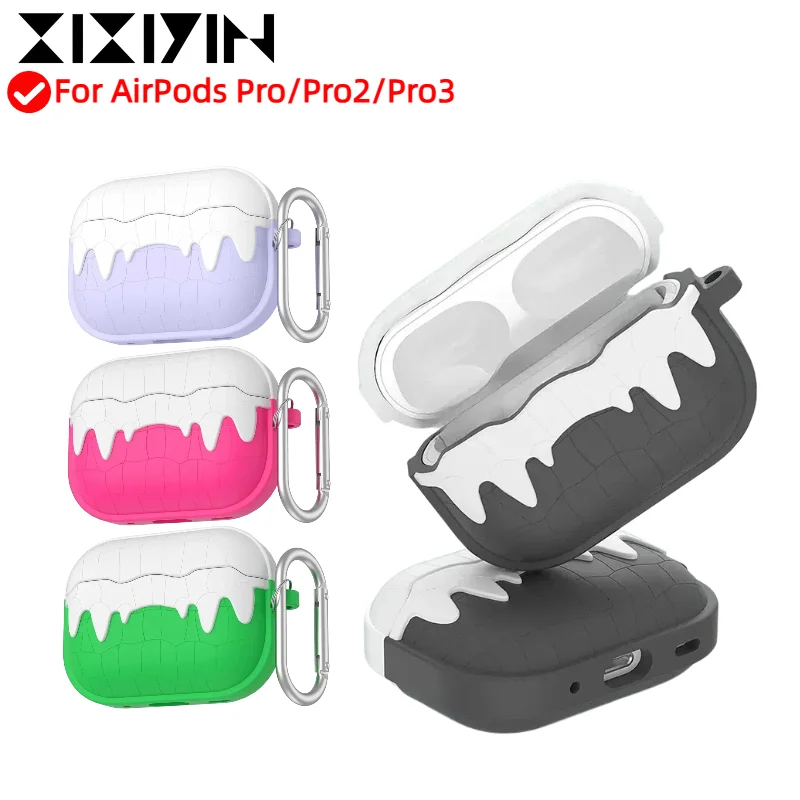 

XIXIYIN For AirPods Pro/Pro2/Pro3 Earphone Case Protective Cover , Creative Silicone Soft Color blocking Headphone Case Shell