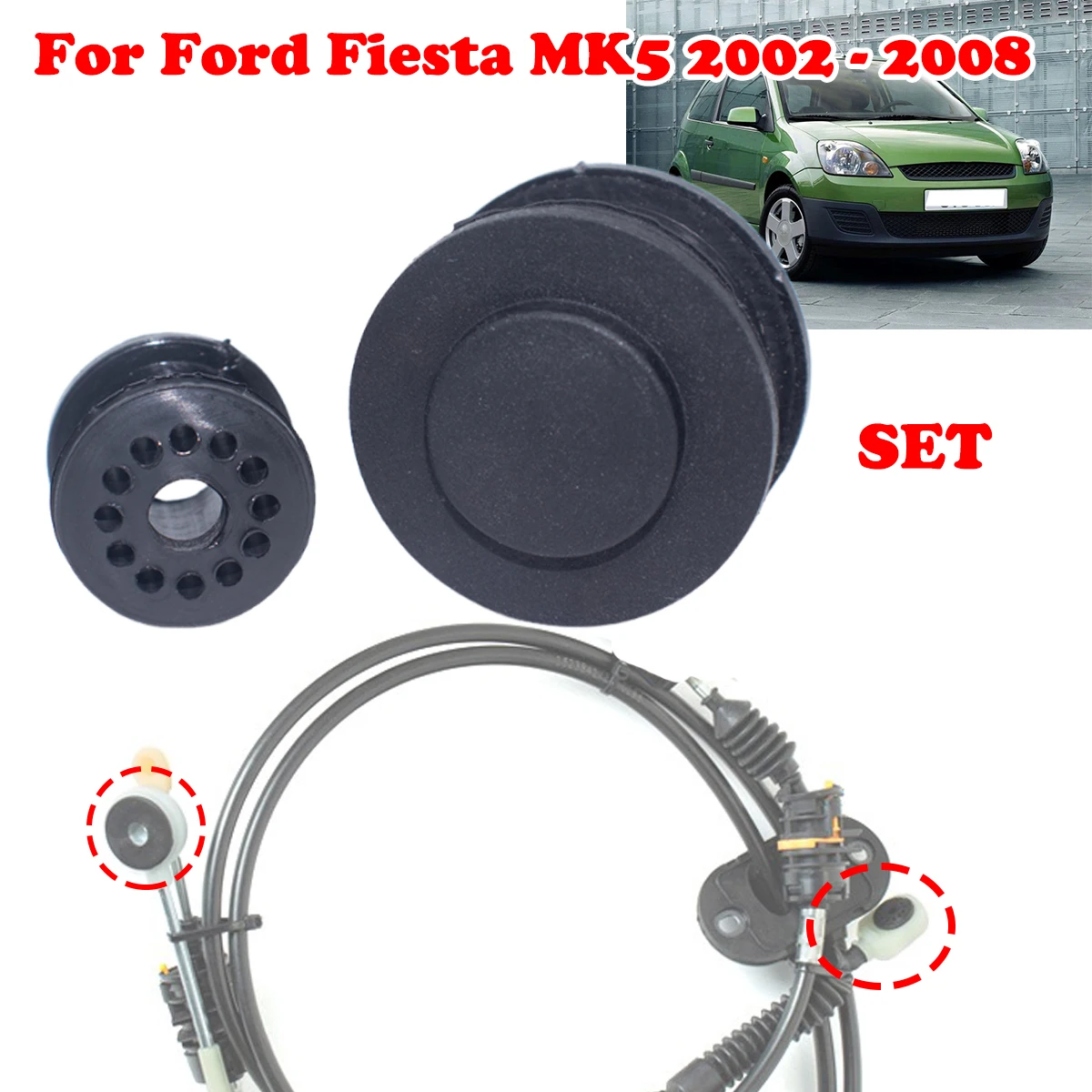 

For Ford Fiesta MK5 02-08 Shift Cable Bushing Manual TransmissionGear Linkage Repair Kit Rubber End Pivot Connector Clamp Collet
