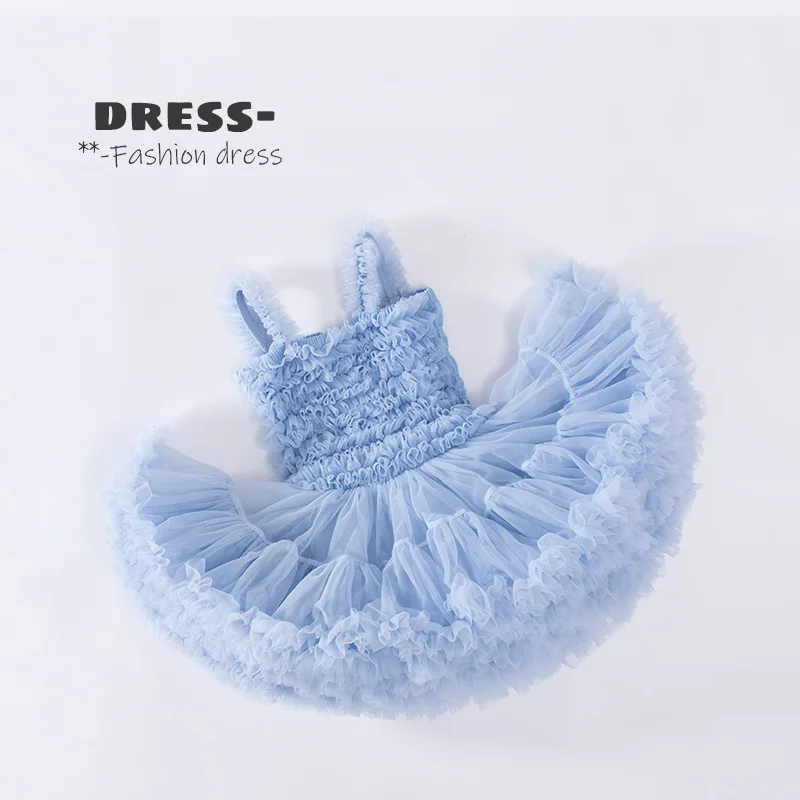 dress girl kids Children 2023 tutu Sleeveless dress summer baby girls birthday dress cake fluffy girls princess dresses