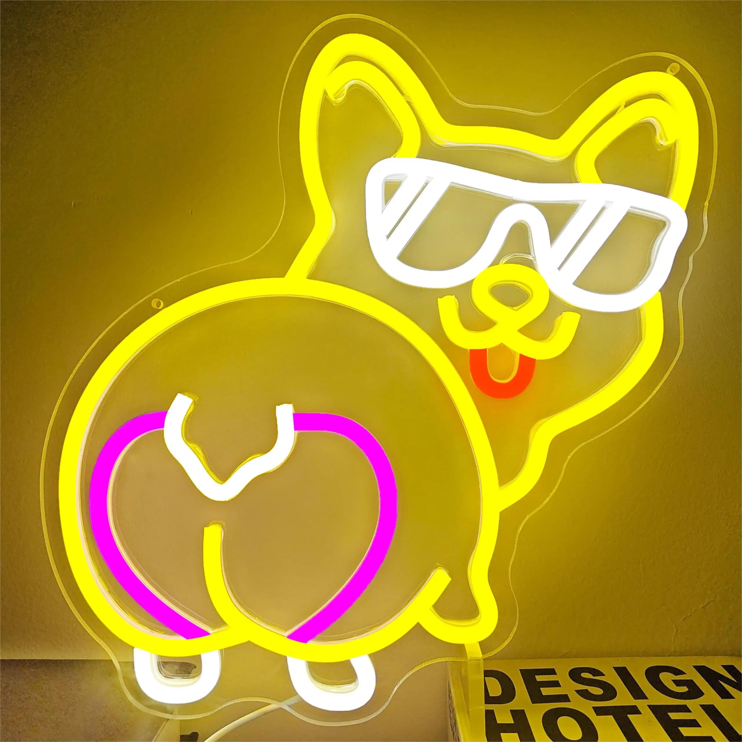 

Неоновая вывеска «Крутой Пёс в Солнечных Очках» с LED-подсветкой в форме сердца и попы, настенный декор для отеля, бара, дома, забавное освещение с животными, неоновая вывеска, уникальный подарок