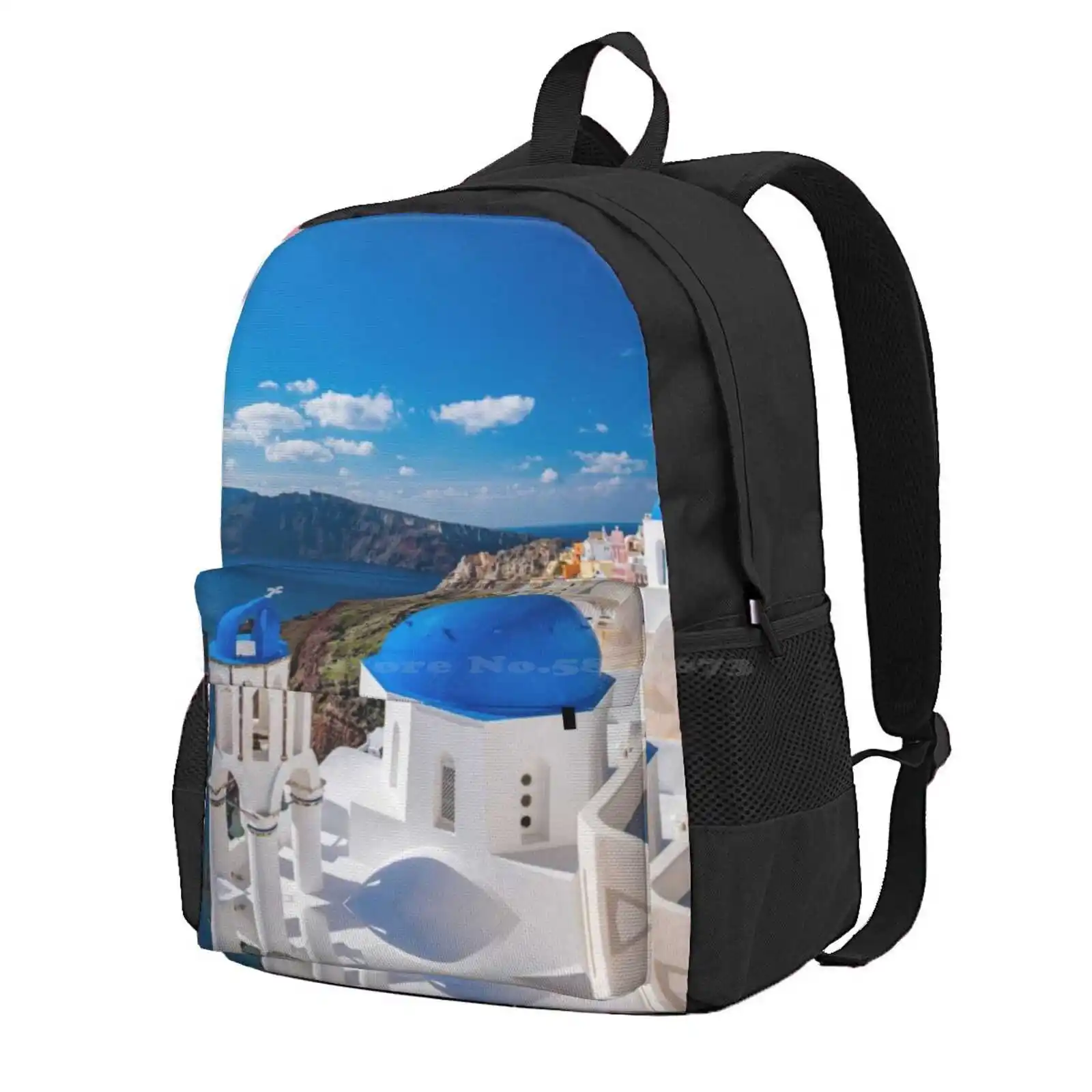 Santorini Greece Hot Sale Schoolbag Backpack Fashion Bags Santorini Greece Greek Islands Vacation Holiday Summer Beaches