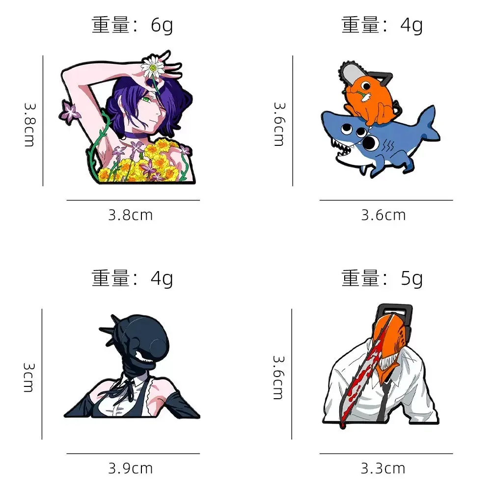 4pcs/set Manga Characters Reze Denji Enamel Metal Brooches Anime Figure Cool Shark Lapel Pins Badges Backpack Accessories