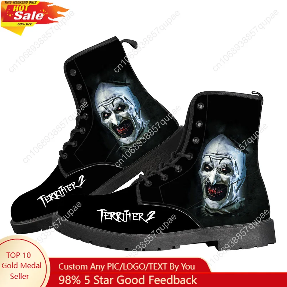 

Terrifier Clown halloween Casual Boots Mens Womens Teenager Shoes Fashion 3D Boot Outdoor High Quality Customize Made Shoe