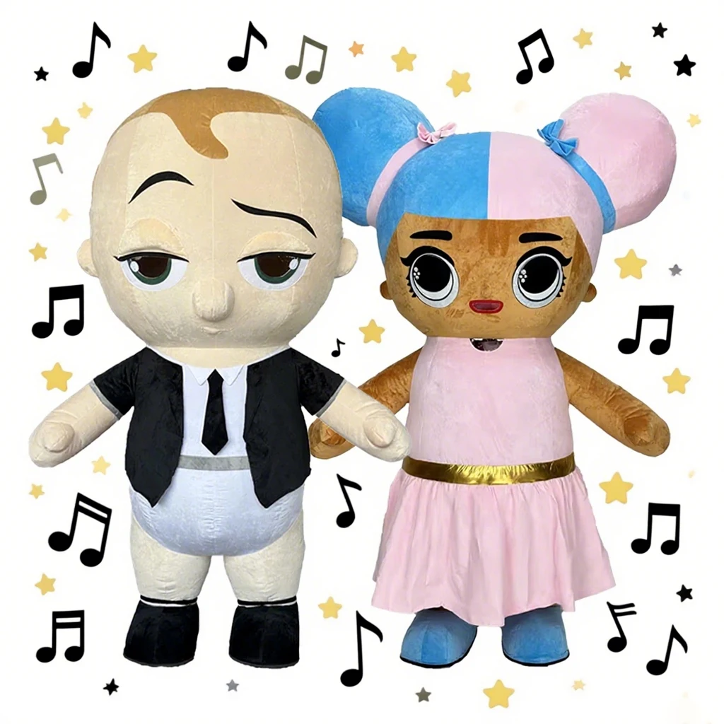 

Inflatable Boy and Girl Plush Clothing Mascot Parade Adult Character Cosplay Halloween Birthday Party Activity Set