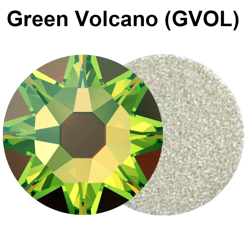 Green Volcano Crystal Rhinestones 2088 Xirius 16facets Shiny Round Flatback Austria Stones for DIY Garment Nail Decoration