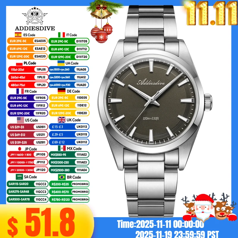 Addiesdive AD2066 ساعة رجالية فاخرة VH31 10Bar مقاوم للماء BGW9 سوبر مضيئة 316L الفولاذ المقاوم للصدأ reloj hombre ساعات كوارتز #1